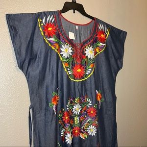 Chambray Puebla Mexican dress XL